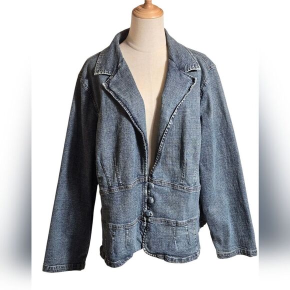 Venezia Vintage Denim Blazer Jacket Plus Size - Picture 1 of 8